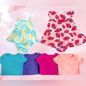 Carter’s Baby Girl 6 Piece Spring Bundle 3M Outfit & Bodysuits, 3-6M Dress